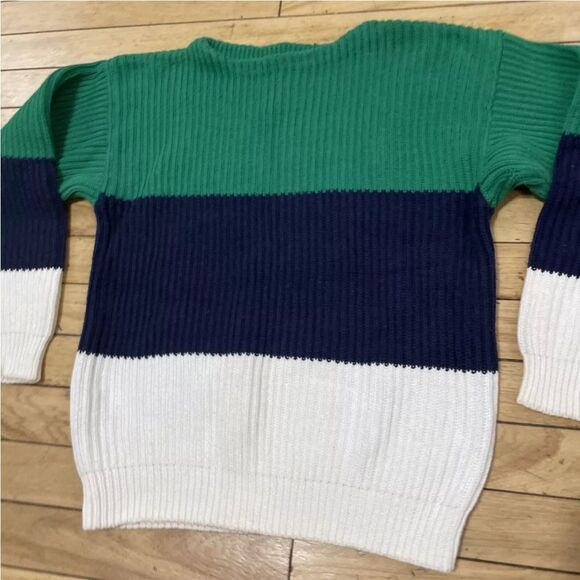 GAP Sweater Womens L Chunky Ribbed Colorblock Striped Green Blue White Knit  L - Picture 6 of 16